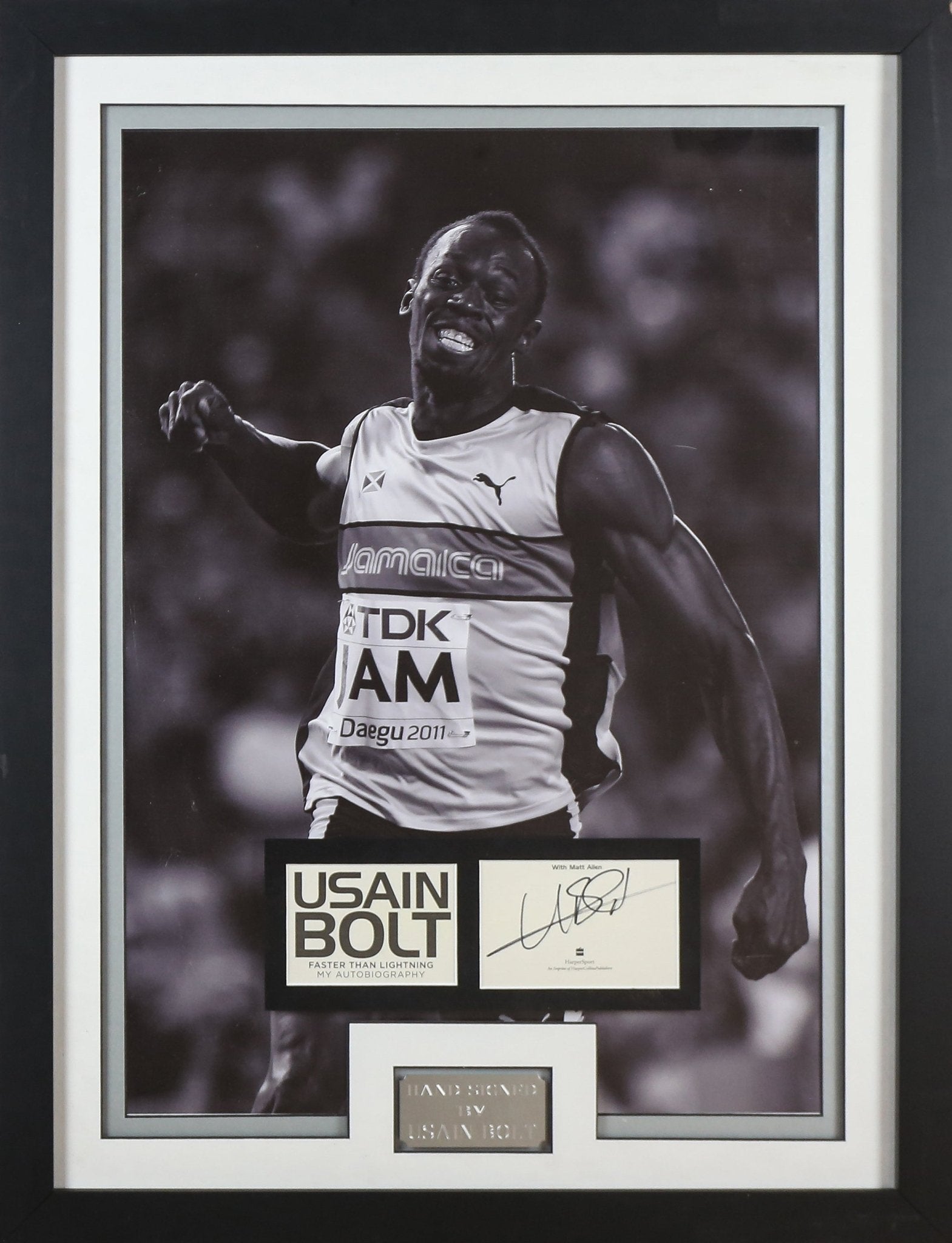 Usain Bolt Signed Whitecard Framed Display - Memorabilia Framers Shop